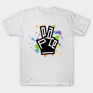 PEACE Hand | PEACE Fingers Design with color splashes T-Shirt